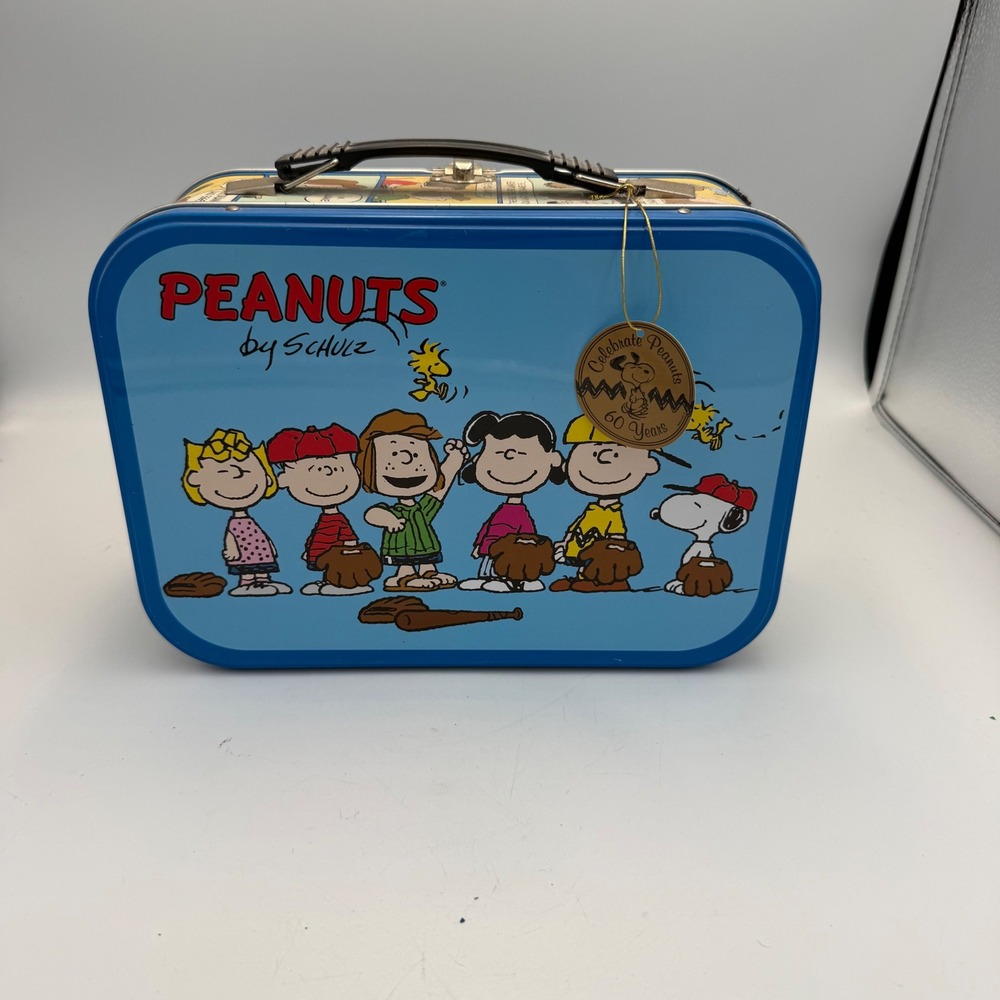 Peanuts 60 Years Large Tin Tote 85370 Charlie Brown Snoopy Metal Lunch Box